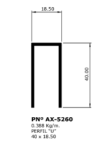 U de aluminio 18,5x40 de 3.48mts - Imagen 2
